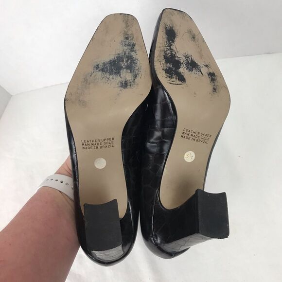 Oppus by Globo Croc Embossed Leather Block Heels Size 8.5 - Picture 8 of 8
